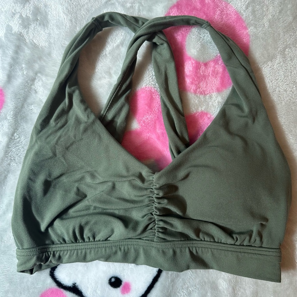 Women’s aerie army green workout bra top with padding size small